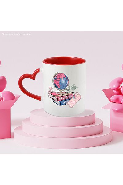 StoryGift Romania Mug With Literature Books and Globe, School, Students, Pencil Case, Pen, Rom, With,STG