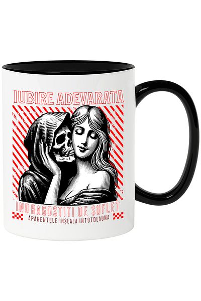 StoryGift Romania Skeletons and girl true love lovers mug, 330ml, Ceramic with Handle Ne, With, STG