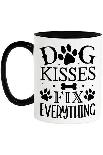 StoryGift Romania Mug for those who believe that dog kisses fix everything - paws with Neg Handle, Cu,STG