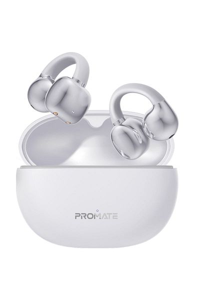 Promate AudioFit™ Open Ear Clip On TWS Earbuds with IntelliTouch - White