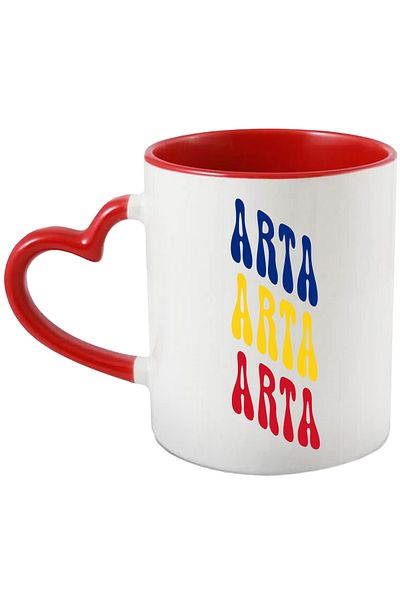StoryGift Romania The Word Art Mug, in the Colors of the Romanian Flag, Red, Yellow, Blue, Text, With ,STG