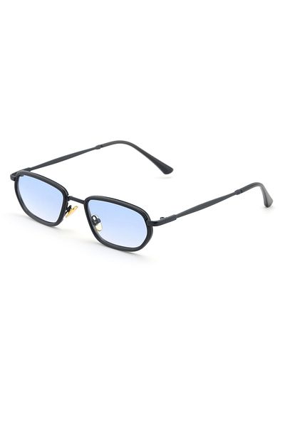 Angel Eyes Minimal Geometric Design Black Frame Blue Glass Sunglasses Women&Men Ce Certificated