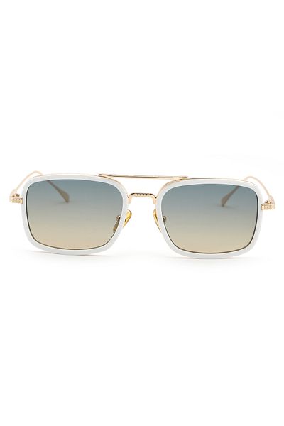 Angel Eyes Rectangle Design Gold White Frame Green Double Color Glass Sunglasses Women&Men Ce Certificated Uv400