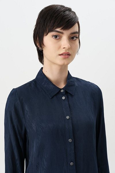 Nihan Jacquard Shirt Navy Blue