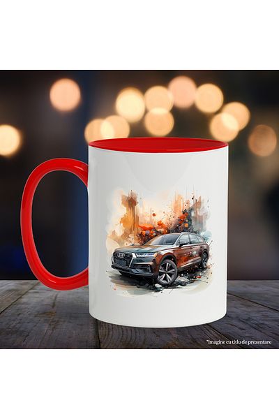 StoryGift Romania Car Mug, Audi, Color Splashes, Stones, Illustration, Multicolor 330 ml, , With ,STG