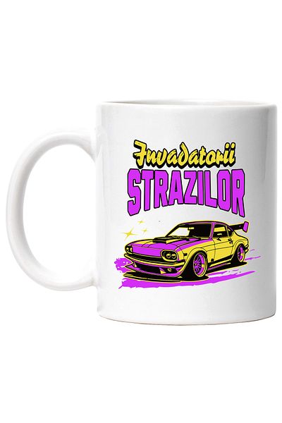 StoryGift Romania Cana invadatorii strazilor masina sport de curse viteza, 330ml, Ceramic cu Maner, Cu ,STG