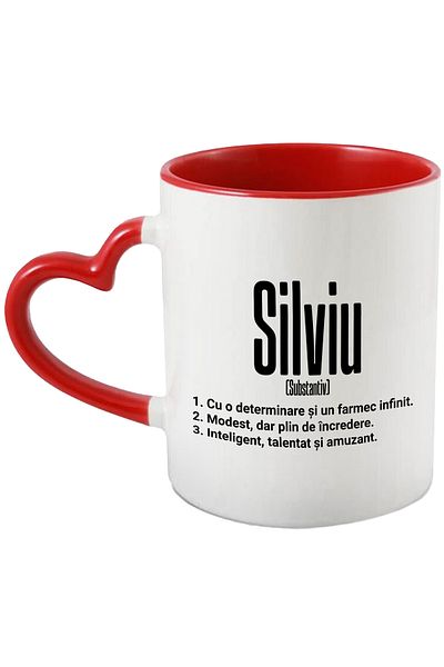 StoryGift Romania Mug With Name Silviu, Determination, Modest, Intelligent, Funny, Personalized, C, With, STG