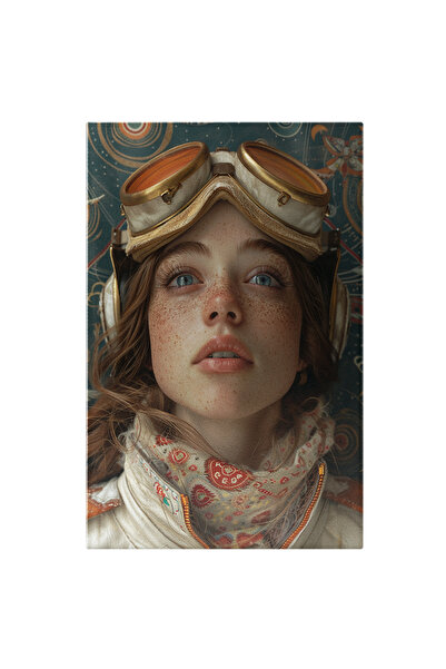 StoryGift Romania Tablou Canvas Fata Cu Ochelari Magici Si Ochii Albastri Cu Pistrui Cu Esarfa Si Geaca Cu Parul