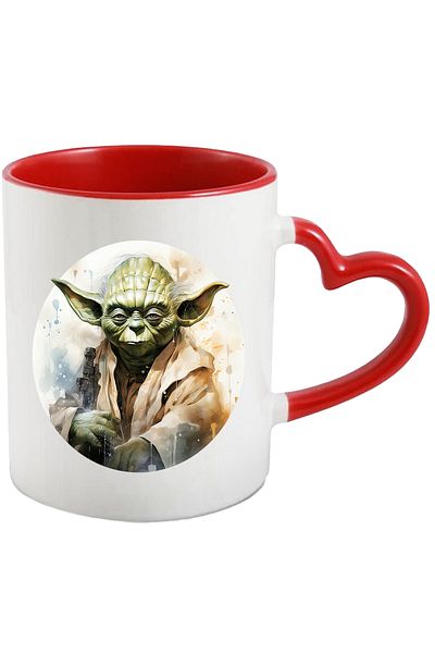 StoryGift Romania Mug With Yoda, Jedi, Lightsaber, Star Wars, Circle, Illustration, Multicolor 330 ml,, With ,STG