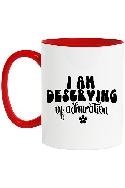 StoryGift Romania Mug with flower and the message "I am deserving of admiration" - I am worthy of admiration, With ,STG