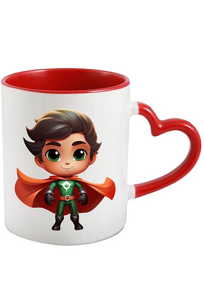 StoryGift Romania Mug with a superhero | illustration | superpowers | costume | red cape | se b, Cu ,STG