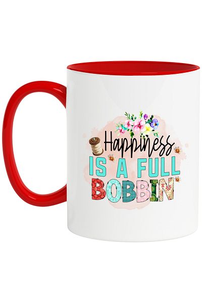 StoryGift Romania Mug with the message "Happiness is a full bobbin", profession, illustration, work, dedication, With ,STG