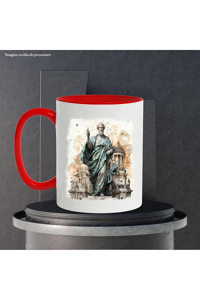 StoryGift Romania Mug With Statue, Temple, Antiquity, Philosophy, Monument, Multicolor 330 ml, Ce, Cu,STG