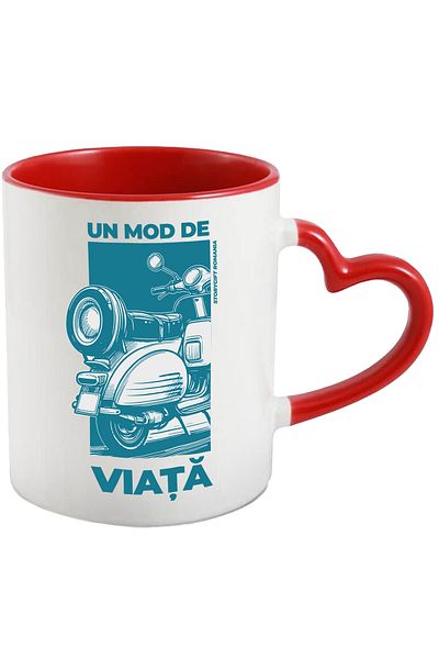 StoryGift Romania Mug Scooter text a way of life speed vehicles, 330ml, Ceramic with Heart Handle, With ,STG