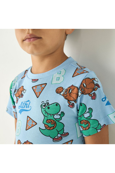 Juniors Printed Crew Neck T-Shirt With Short Sleeves - Set Of 2