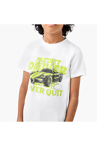 Juniors Graphic Print T-Shirt With Short Sleeves