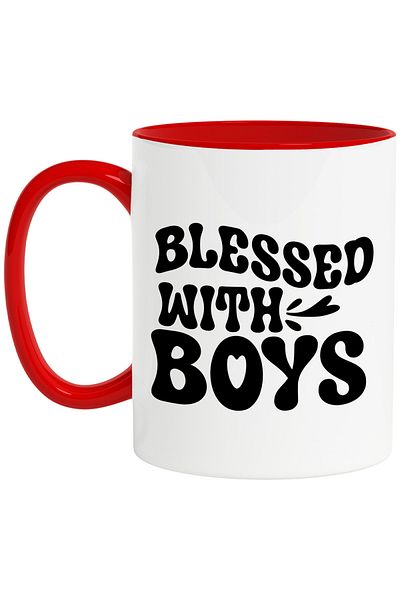 StoryGift Romania Mug for a mother who was blessed to have a boy with Red Handle, With Handle, STG