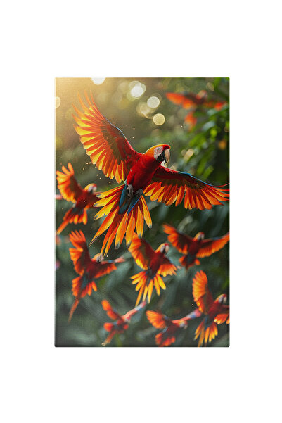 StoryGift Romania Tablou Canvas Stolul De Papagali Zboară Liberi În Frunzișul...