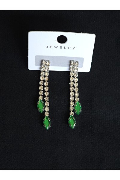 Avcıoğlu Aksesuar أقراط نسائية مكونة من صفين من الزركون والكريستال على شكل لو...