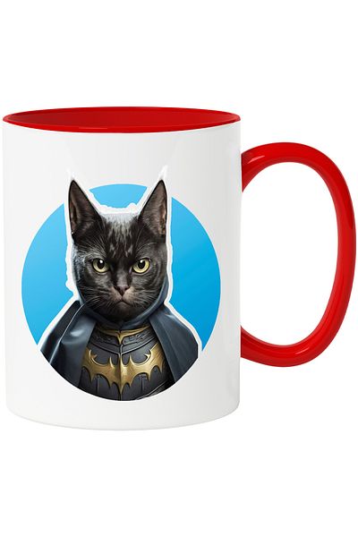 StoryGift Romania Superhero Cat Portrait Mug, Batman Cat Custom, Custom with Peler, With ,STG