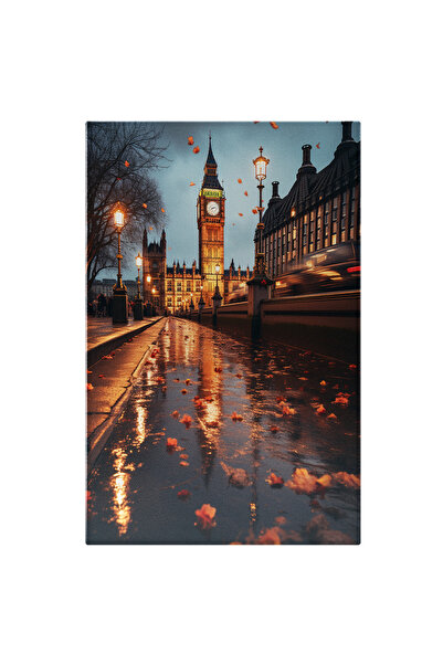 StoryGift Romania Tablou Canvas: Plimabare Seara Big Ben In Noapte Felinare A...