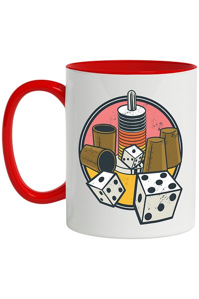 StoryGift Romania Dice Mug, Glasses, Tricks, Circle, Vintage, Multicolor 330 ml, Ceramic with M, With, STG
