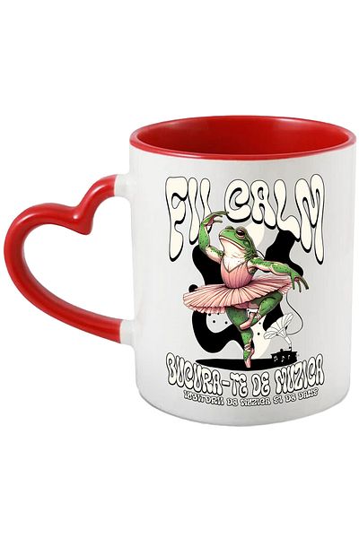 StoryGift Romania Ballerina frog mug keep calm and enjoy the music, I love dancing, 330ml, Ceram, Cu, STG
