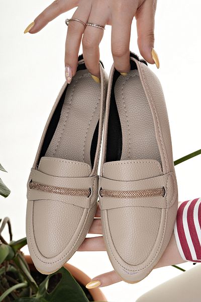 Modafırsat Women's Ballerinas Beige Stone Stylish Home Business Office Casual Shoes
