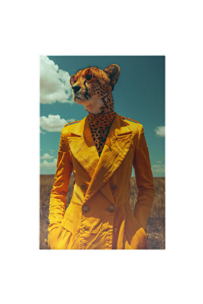 StoryGift Romania Tablou Canvas Lady Femeia Leopard Cu Ochelari Si Palton Lun...