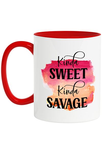 StoryGift Romania Mug with the message "Kinda sweet, kinda savage", illustration, funny, laugh, comic, o, With ,STG