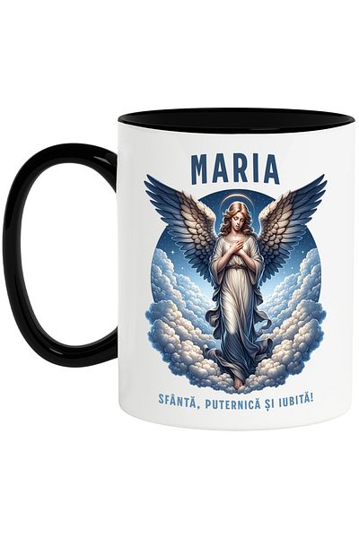 StoryGift Romania Cana Femeie Inger Sarbatoare Text Maria Sfanta, puternica si iubita , 330ml, Cer, Cu ,STG