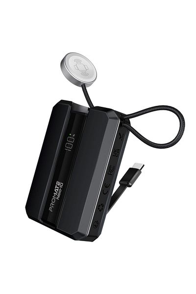 Promate Power Bank 30W with Built-in USB-C Cable - 10000mAh - Black - Neo-10