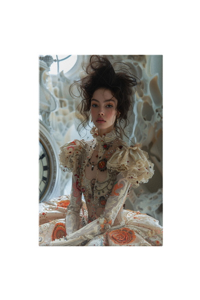 StoryGift Romania Tablou Canvas Simple Princess Cu Parul Saten Si Cercei Cu O...