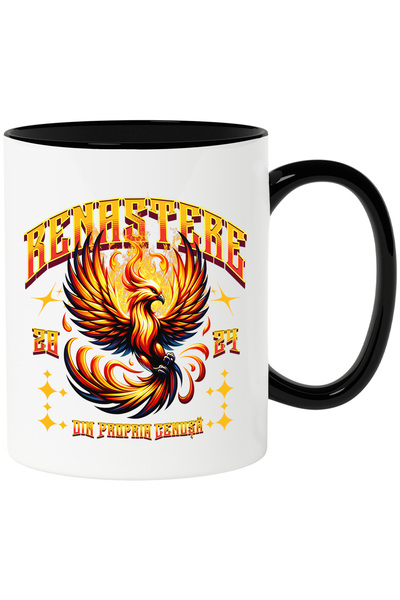 StoryGift Romania Mug Golden Eagle in flames, motivational message RENAISSANCE FROM OUR OWN ASHES, , With ,STG