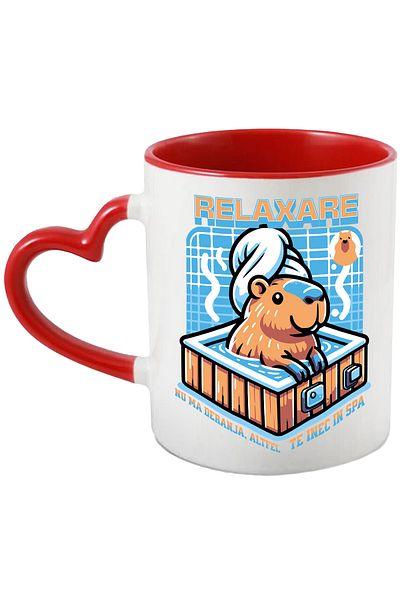 StoryGift Romania Hamster at the spa mug, don't bother me relaxing, 330ml, Ceramic with Red Heart Handle, With,STG
