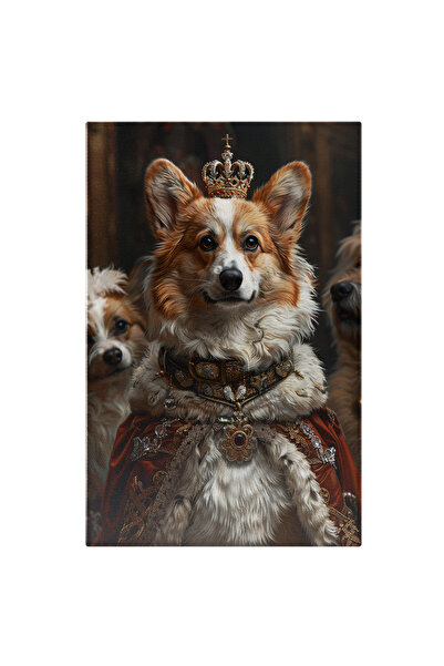 StoryGift Romania Tablou Canvas Câine Din Rasa Corgi Încoronat De Ceilalți Al...
