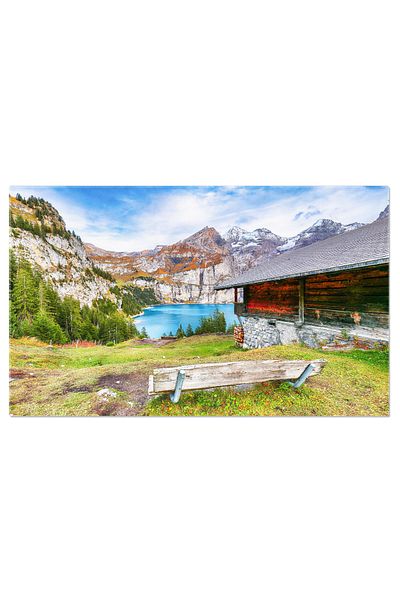StoryGift Romania Tablou Canvas Priveliste Minunata De Toamna La Lacul Schiederweiher Alpi, Aventura, Reflexie, P