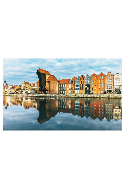StoryGift Romania Tablou Canvas Vechea Oras Gdansk, Polonia Arhitectura, Reflectare, Rau Motlawa, Calatorie, Oras