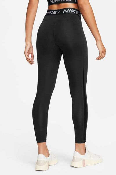 Nike Pro Dri Fit Mid Rise 7/8 Length Tight Shine Women's Sports Tights Black