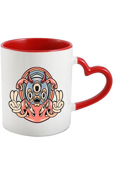 StoryGift Romania Mug With Alien, Hallucination, Eyes, Gloves, Earrings, Horns, Rainbow, Lot, With, STG