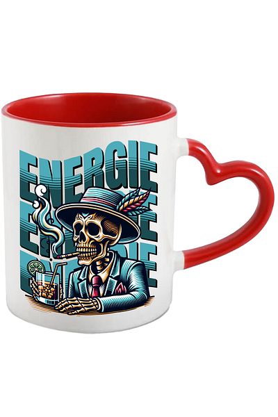 StoryGift Romania Skeleton Energy Mug with Costume Relaxation Drink, 330ml, Ceramic with Heart Handle, With, STG