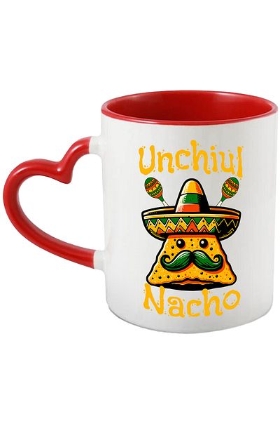 StoryGift Romania Mug Uncle Nacho family love food mexican, 330ml, Ceramic with Heart Handle, With,STG