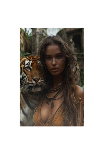 StoryGift Romania Tablou Canvas Imblanzitoarea De Tigrii, O Fata Cu Parul Lun...