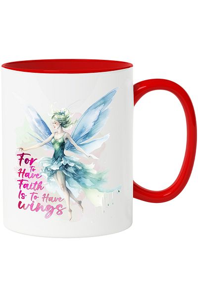 StoryGift Romania Fairy mug with the message "For to have faith is to have wings", fairy tale, illustration, , With ,STG