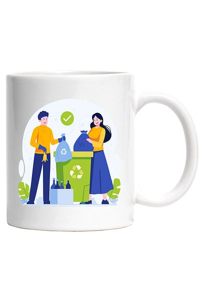 StoryGift Romania Cana Cu Mediul Inconjurator, Reciclare, Ecologie, Banana, Multicolor 330 ml, Cer, Cu ,STG