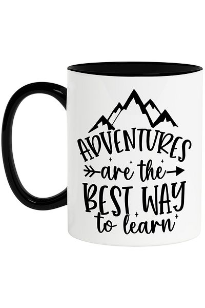 StoryGift Romania Mug with mountains and the message "Adventures are the best ways to learn" - calat, Cu,STG