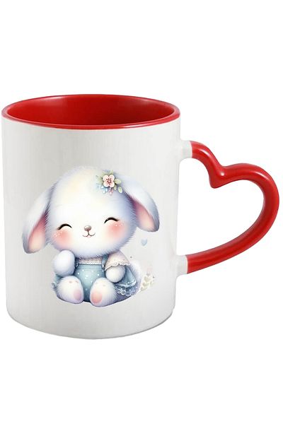 StoryGift Romania Mug with a blushing bunny | illustration | smile | flower | joy | , With ,STG