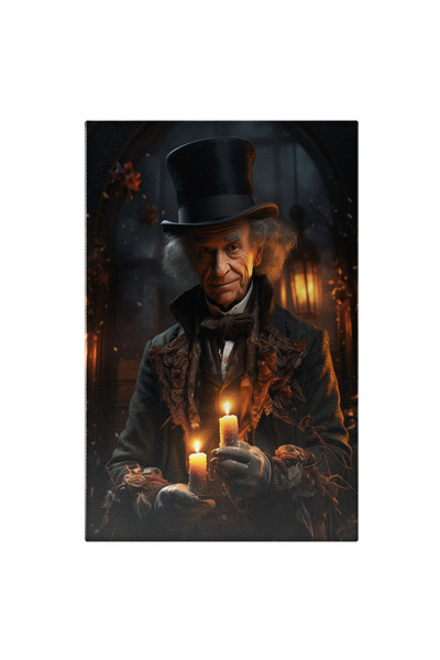 StoryGift Romania Tablou Canvas: Batran Cu Lumanari In Mana Palarie Intuneric...