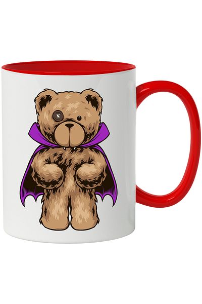 StoryGift Romania Mug With Teddy Bear, Vampire, Cape, Halloween, Multicolor 330 ml, Ceramic with Man, With ,STG
