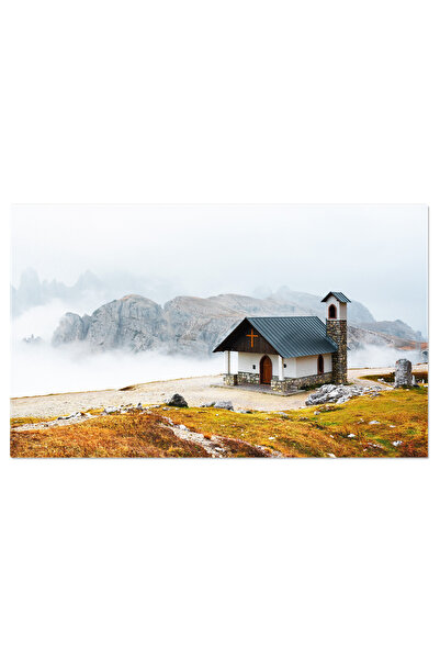 StoryGift Romania Tablou Canvas: Biserica Si Muntii Involburati Din Dolomiti ...